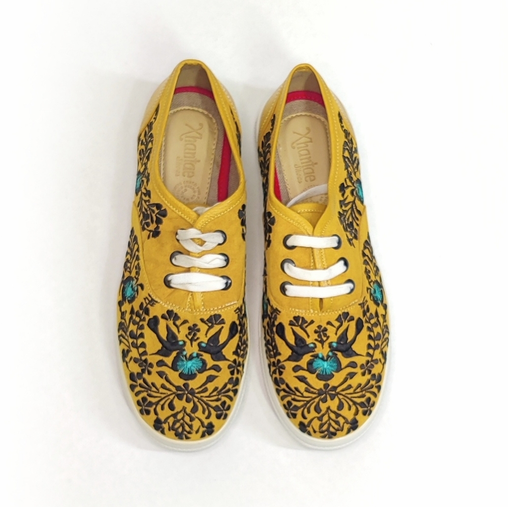 Xhantae, Yellow, Leather/Embroidered Shoes, Size 6.5 Women